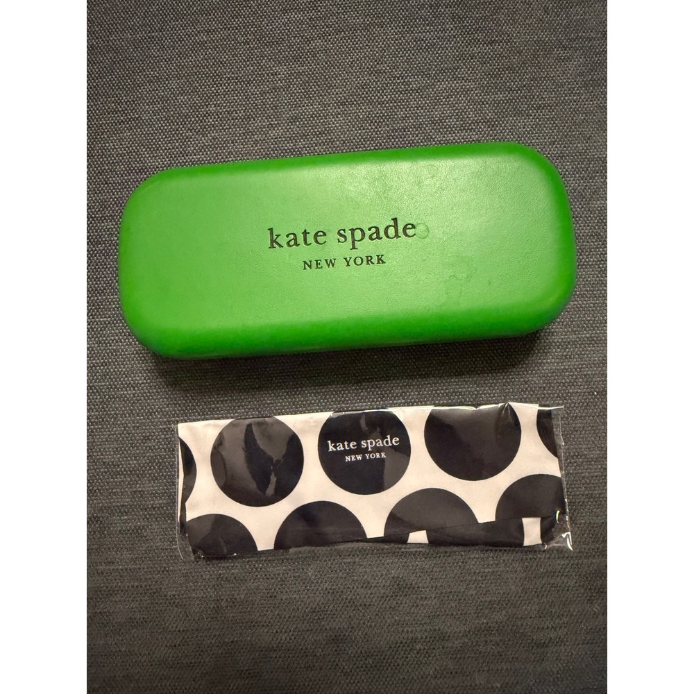 Kate Spade Green Hard Eyeglass Case with Polka Dot Cleaning Cloth Set